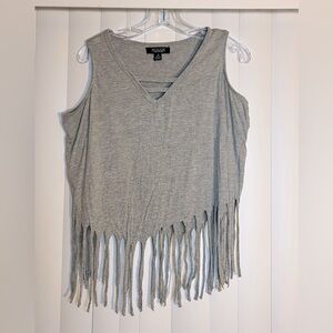 Rouge Helium Gray Asymmetrical Cut Out Tank Top